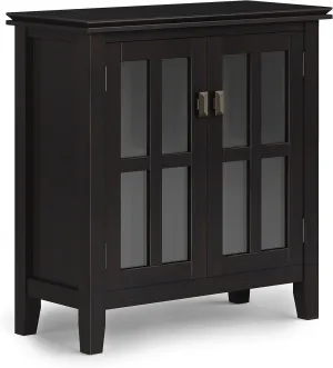 SIMPLIHOME Artisan SOLID WOOD 30 Inch Wide Contemporary Low Storage Cabinet in Hickory Brown, For the Living Room, Entryway and Family Room