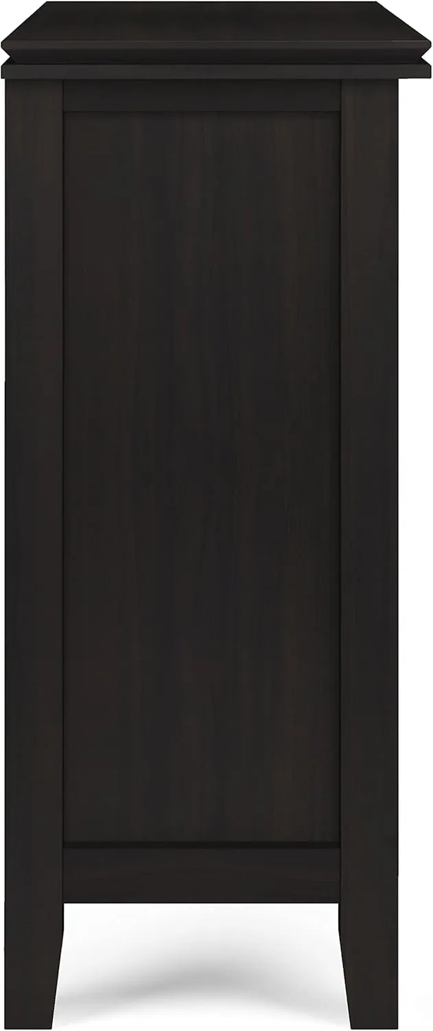 SIMPLIHOME Artisan SOLID WOOD 30 Inch Wide Contemporary Low Storage Cabinet in Hickory Brown, For the Living Room, Entryway and Family Room