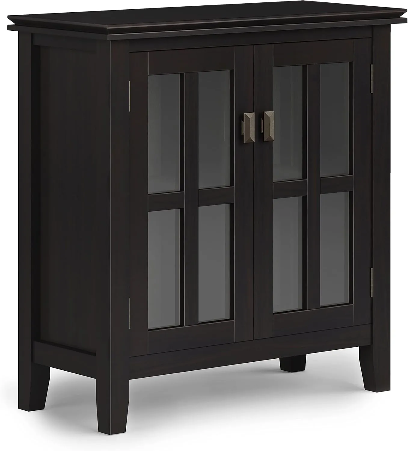SIMPLIHOME Artisan SOLID WOOD 30 Inch Wide Contemporary Low Storage Cabinet in Hickory Brown, For the Living Room, Entryway and Family Room