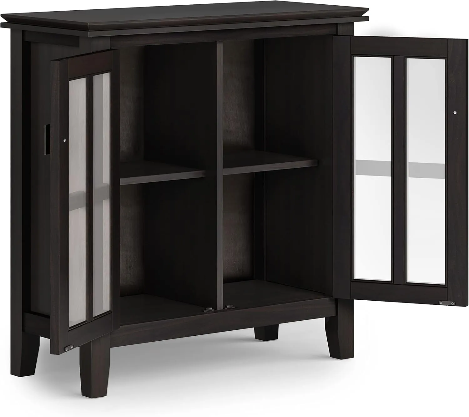 SIMPLIHOME Artisan SOLID WOOD 30 Inch Wide Contemporary Low Storage Cabinet in Hickory Brown, For the Living Room, Entryway and Family Room