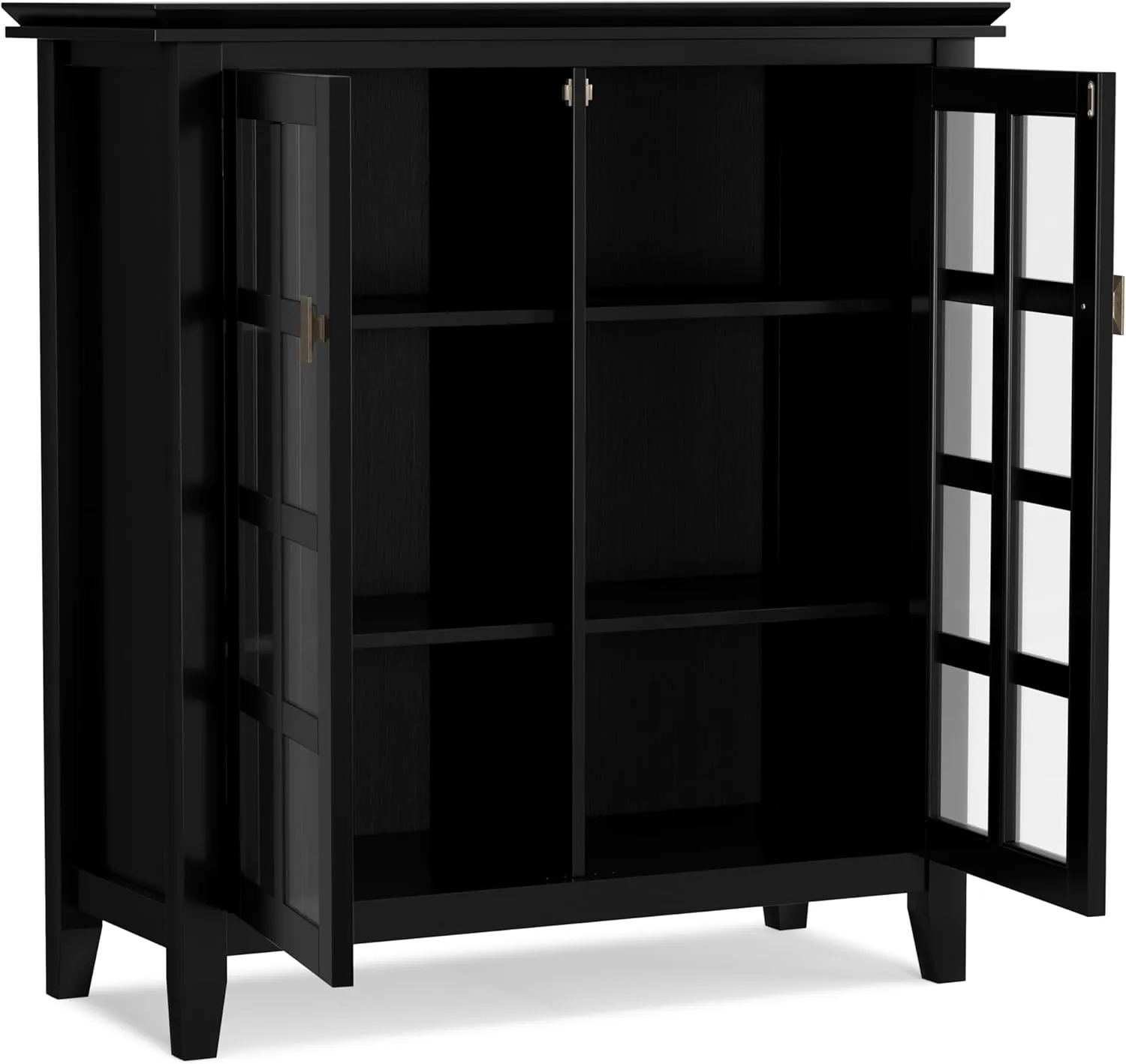SIMPLIHOME Artisan SOLID WOOD 38 inch Wide Transitional Medium Storage Cabinet in Black for the Living Room, Entryway and Family Room