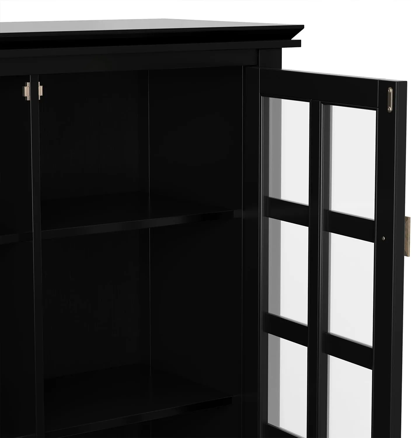 SIMPLIHOME Artisan SOLID WOOD 38 inch Wide Transitional Medium Storage Cabinet in Black for the Living Room, Entryway and Family Room