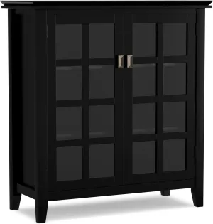 SIMPLIHOME Artisan SOLID WOOD 38 inch Wide Transitional Medium Storage Cabinet in Black for the Living Room, Entryway and Family Room