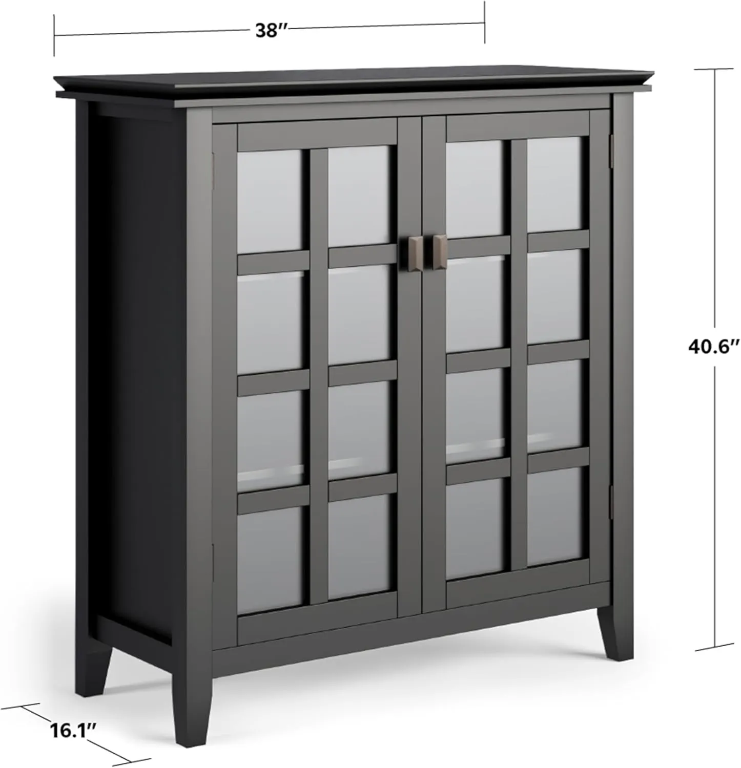 SIMPLIHOME Artisan SOLID WOOD 38 inch Wide Transitional Medium Storage Cabinet in Black for the Living Room, Entryway and Family Room