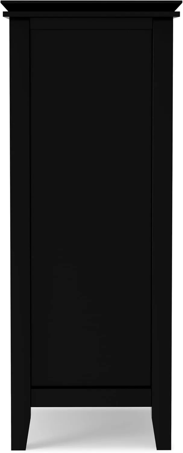 SIMPLIHOME Artisan SOLID WOOD 38 inch Wide Transitional Medium Storage Cabinet in Black for the Living Room, Entryway and Family Room