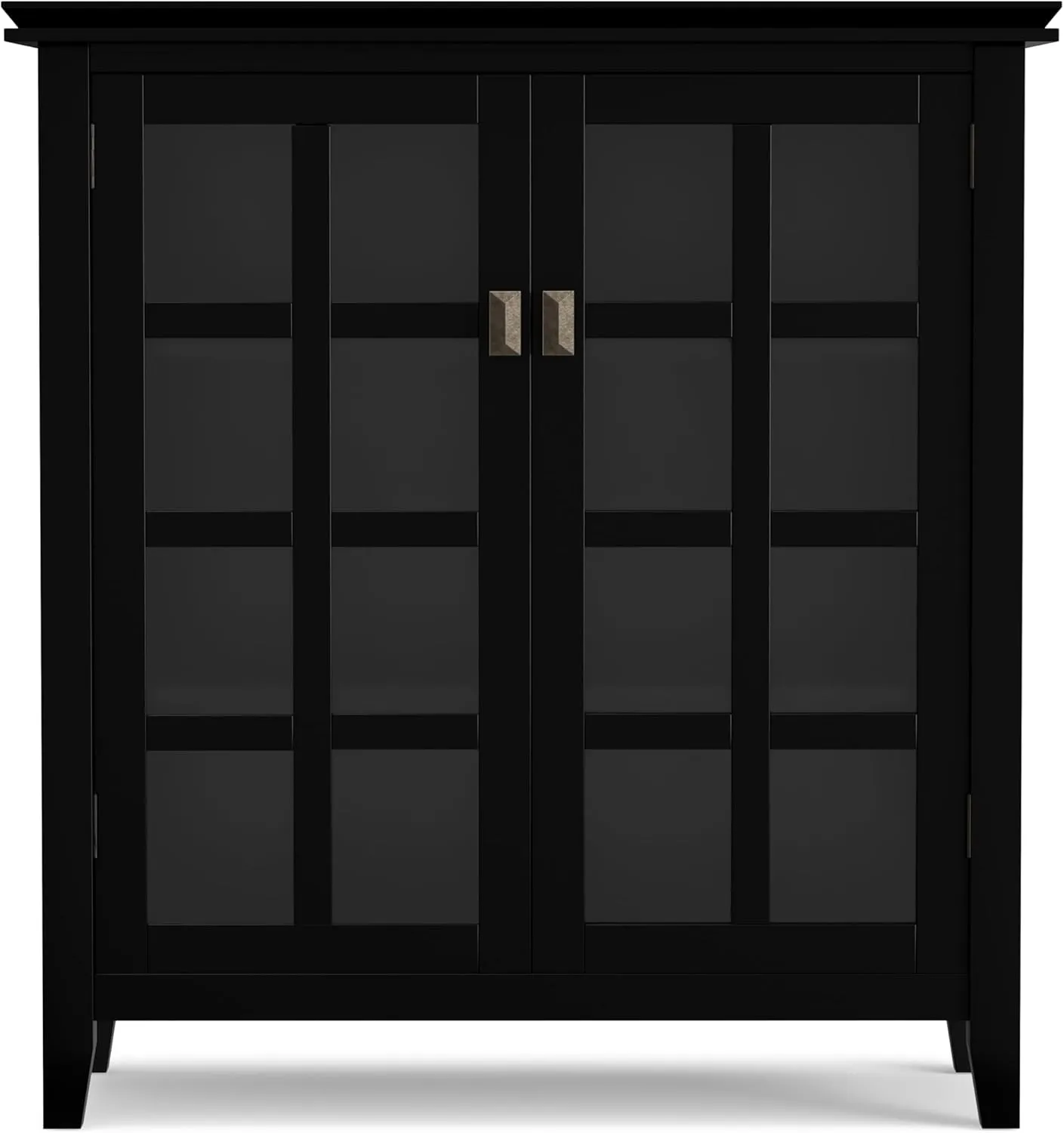 SIMPLIHOME Artisan SOLID WOOD 38 inch Wide Transitional Medium Storage Cabinet in Black for the Living Room, Entryway and Family Room