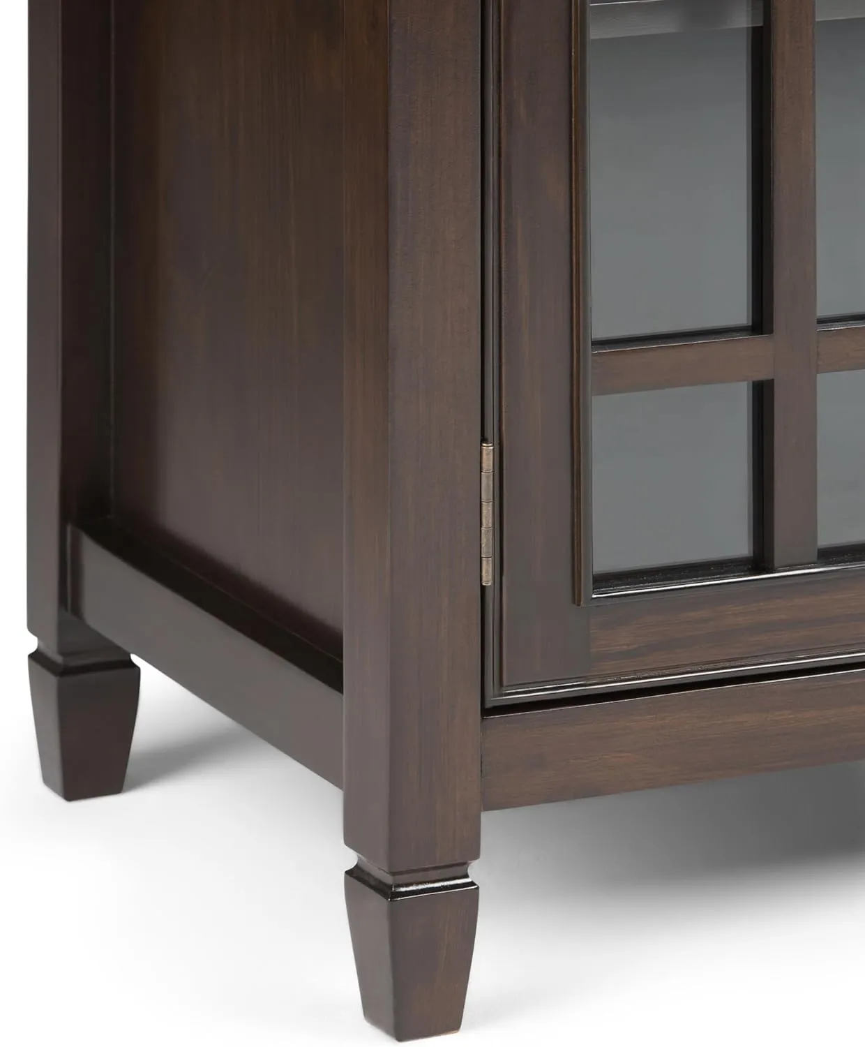 SIMPLIHOME Connaught SOLID WOOD 46 inch Wide Traditional Low Storage Cabinet in Dark Chestnut Brown for the Living Room, Entryway and Family Room