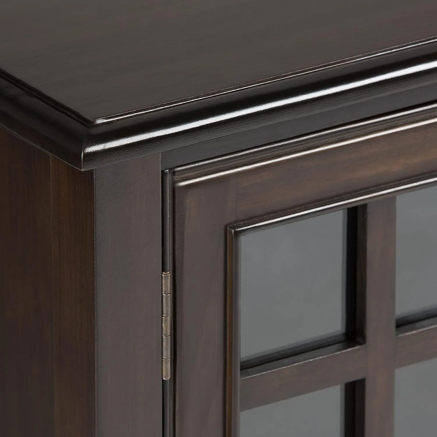 SIMPLIHOME Connaught SOLID WOOD 46 inch Wide Traditional Low Storage Cabinet in Dark Chestnut Brown for the Living Room, Entryway and Family Room