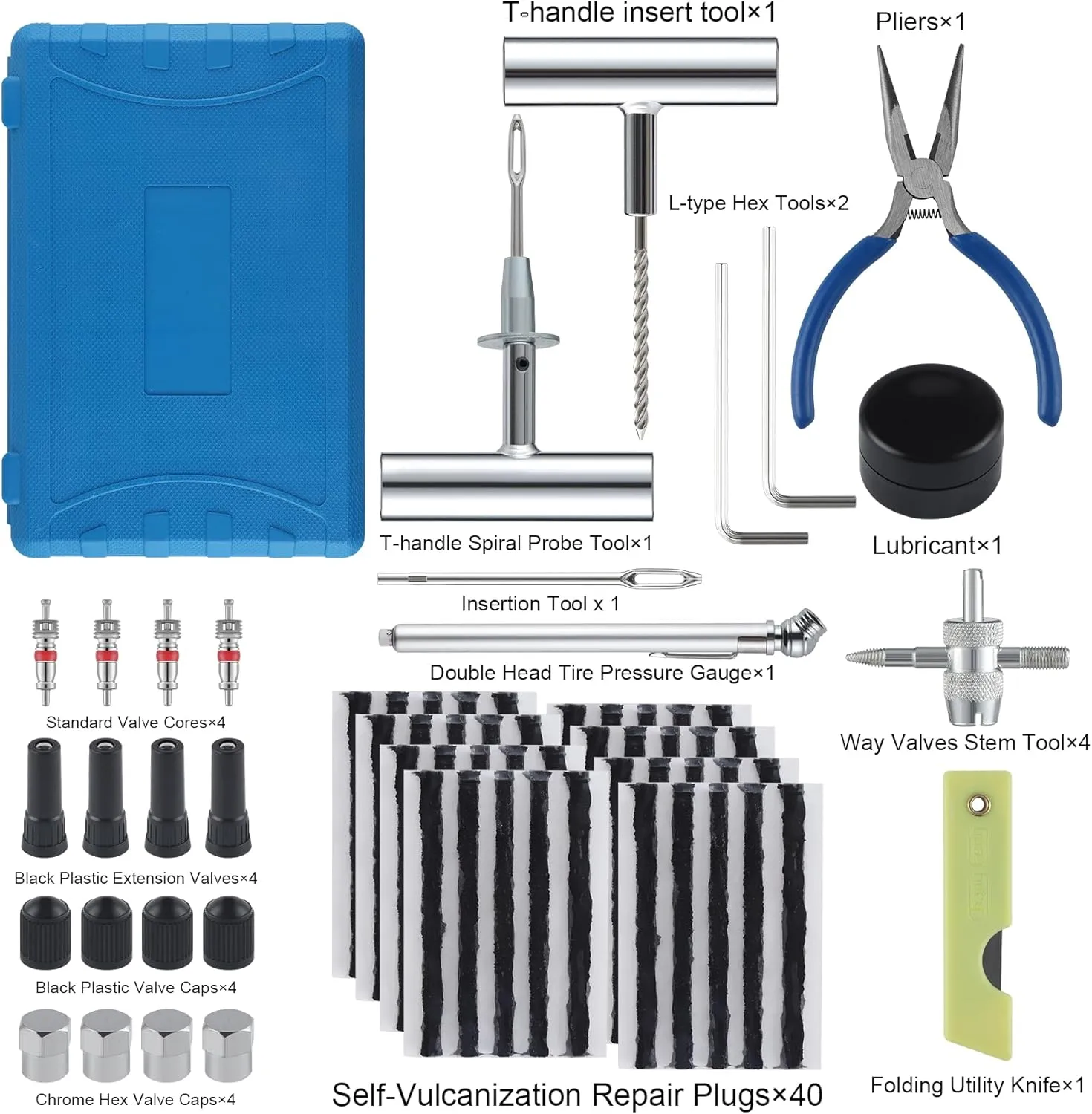 SINGARO Tire Repair Kit with Plugs, 68PCS Tire Plug Kit Heavy Duty Professional for Car, Motorcycle, Jeep, Truck, Tractor Flat Tire Puncture Repair
