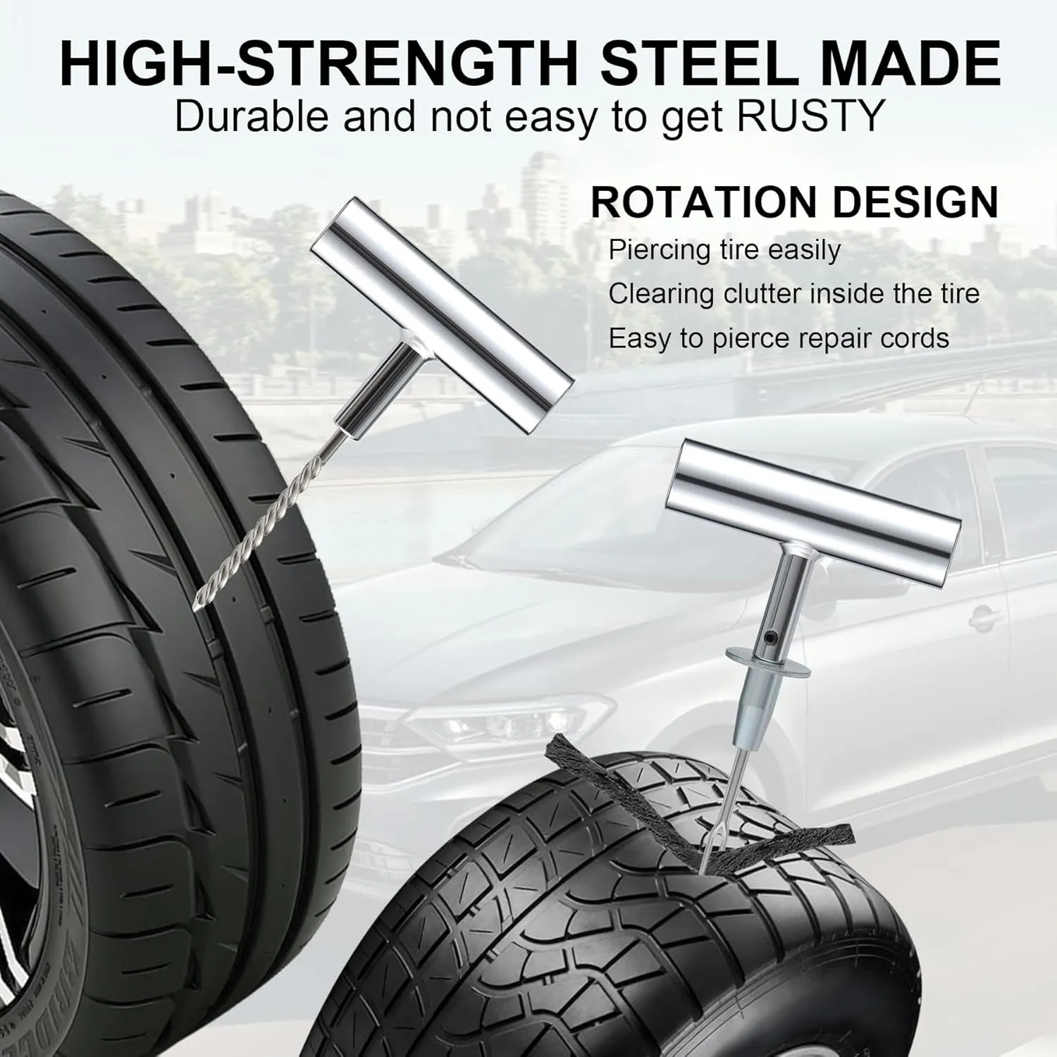 SINGARO Tire Repair Kit with Plugs, 68PCS Tire Plug Kit Heavy Duty Professional for Car, Motorcycle, Jeep, Truck, Tractor Flat Tire Puncture Repair