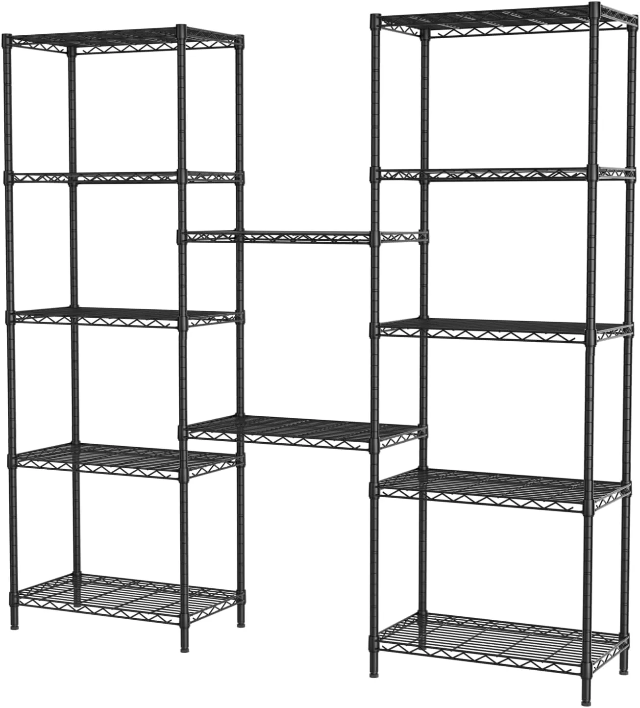 SINGAYE 6 Tier Adjustable Storage Shelf Wire Shelving Unit Metal Shelves Standing Closet Bathroom Organizers Pantry Kitchen Garage Laundry Room Organization Home Rack 12" D X 22" W X 69.5" H Black