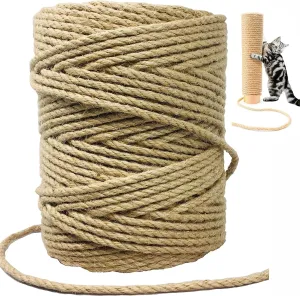 Sisal Rope for Cat Scratcher,Rope for Cat Scratch Post 4mm 328FT Jute Twine for Scratching Post Repairing, Recovering or DIY