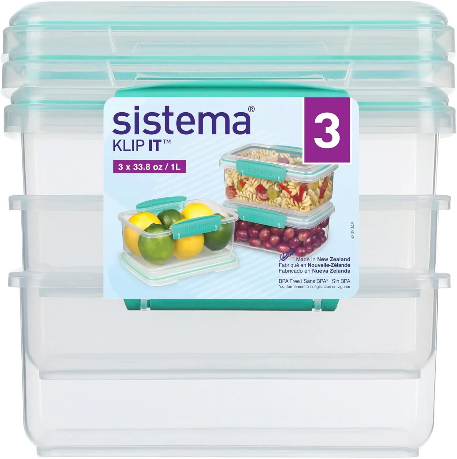 Sistema Food Storage, Polypropylene Assorted, 1L x 3
