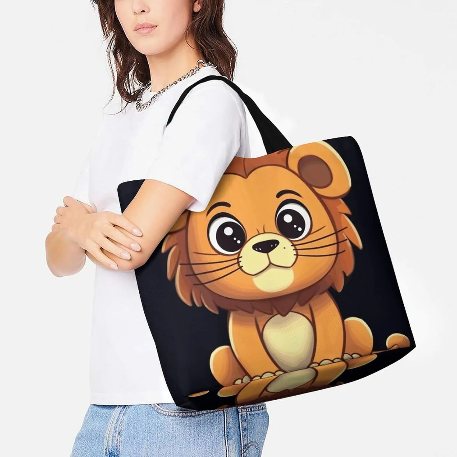Skiing Theme Tote Bag for Women Reusable Grocery Shoulder Bags Shopping Bag for Travel, Groceries