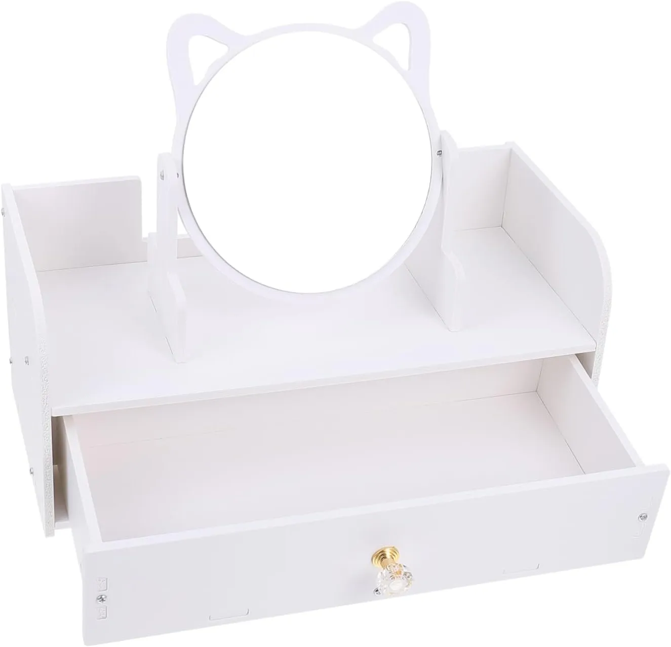 Slim Desktop Mirror Storage Box for Cosmetics Vanity Mirror Makeup Organizer Beauty Tool Storage