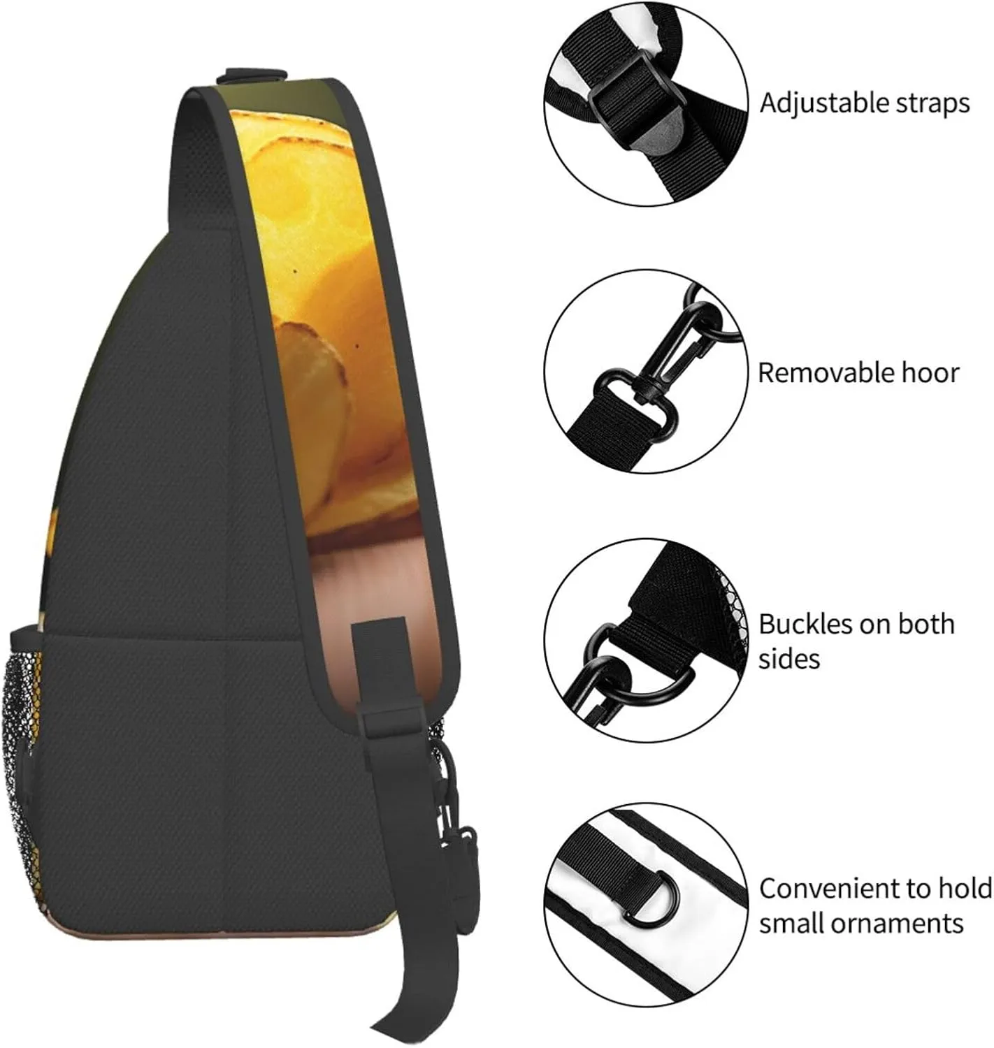 Sling Bag for Women Men Crossbody Bag Small Sling Backpack Potato Chips Chest Bag Hiking Daypack
