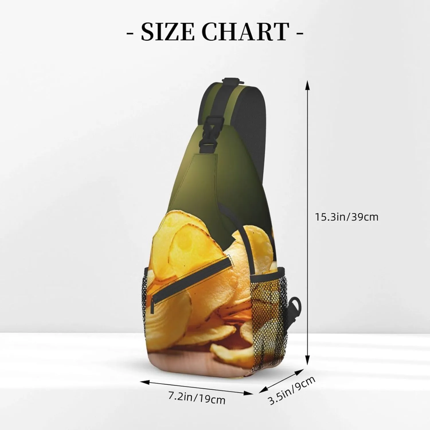 Sling Bag for Women Men Crossbody Bag Small Sling Backpack Potato Chips Chest Bag Hiking Daypack