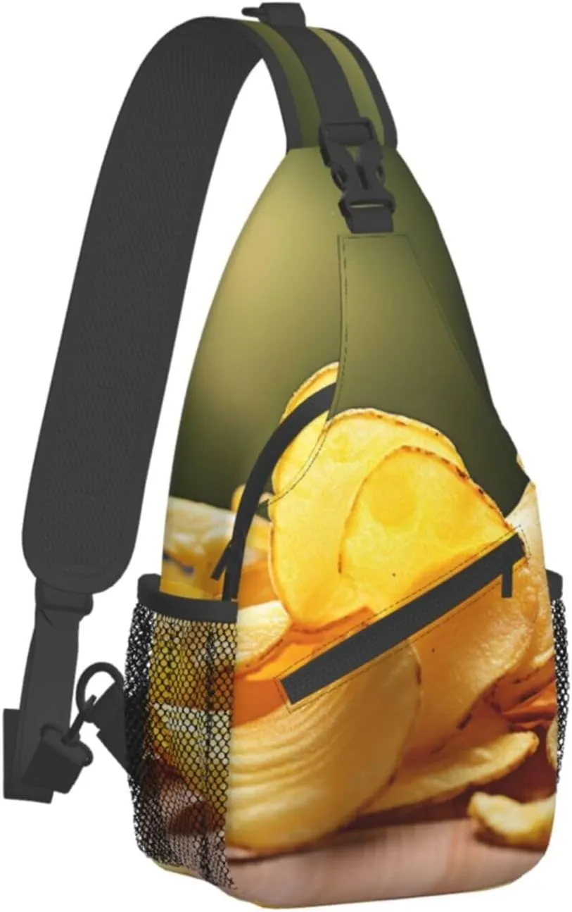 Sling Bag for Women Men Crossbody Bag Small Sling Backpack Potato Chips Chest Bag Hiking Daypack