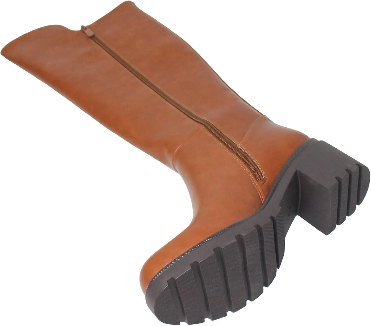 SOBEYO Women's Boots Knee High Chunky Heels Elastics Side Zipper Closure