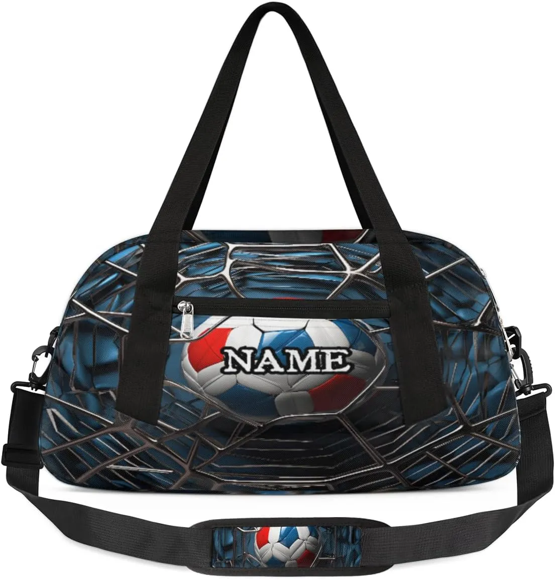 Soccer France Flag Ball Personalized Kids Duffel Bag Custom Gym Sports Duffle Bag Teen Travel Gymnastic Weekender Overnighter Bag Carry on Toe Bag for Boys & Girls