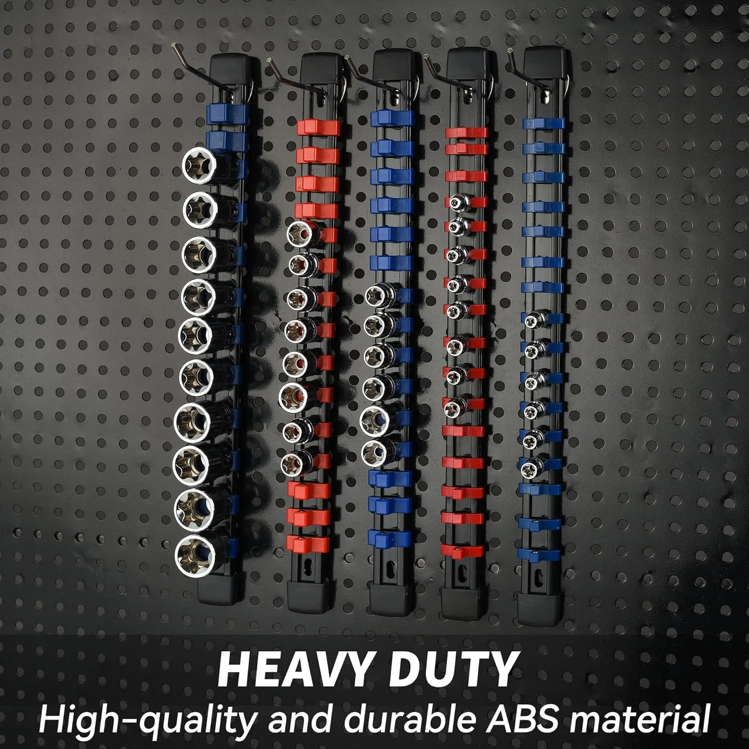 Socket Organizer Tool Tray - 9 Pieces Heavy Duty ABS Socket Holder with 129 Clips for Garage & Workshop (1/4", 3/8", 1/2"), Father's Day Gift for Mechanics