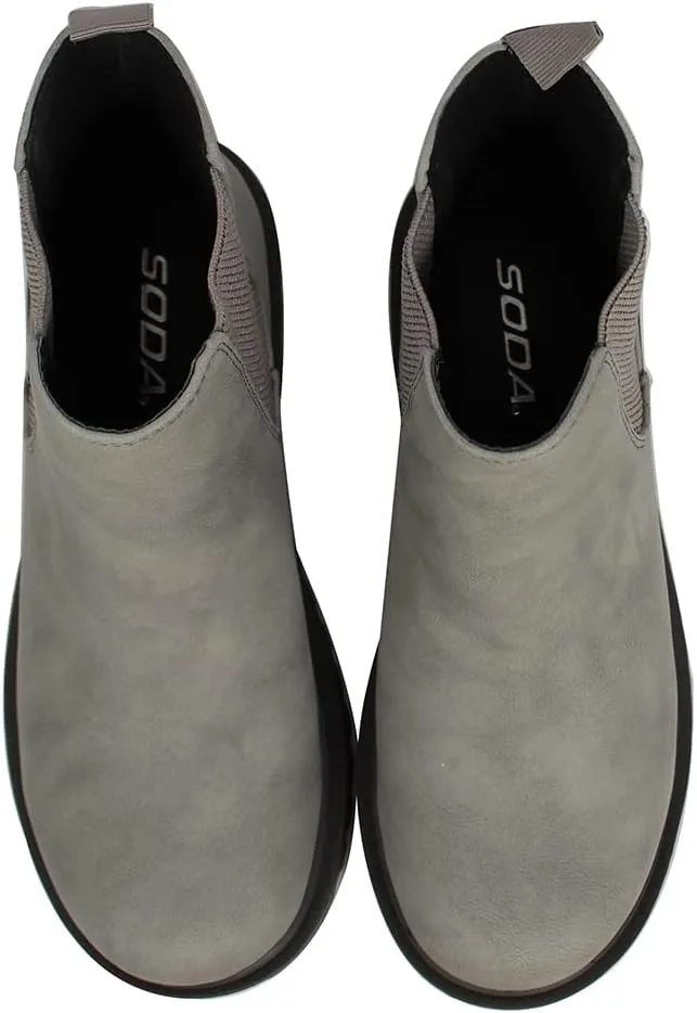 Soda Women's Faux Leather Round Toe Chelsea High Top Platform Ankle Boot
