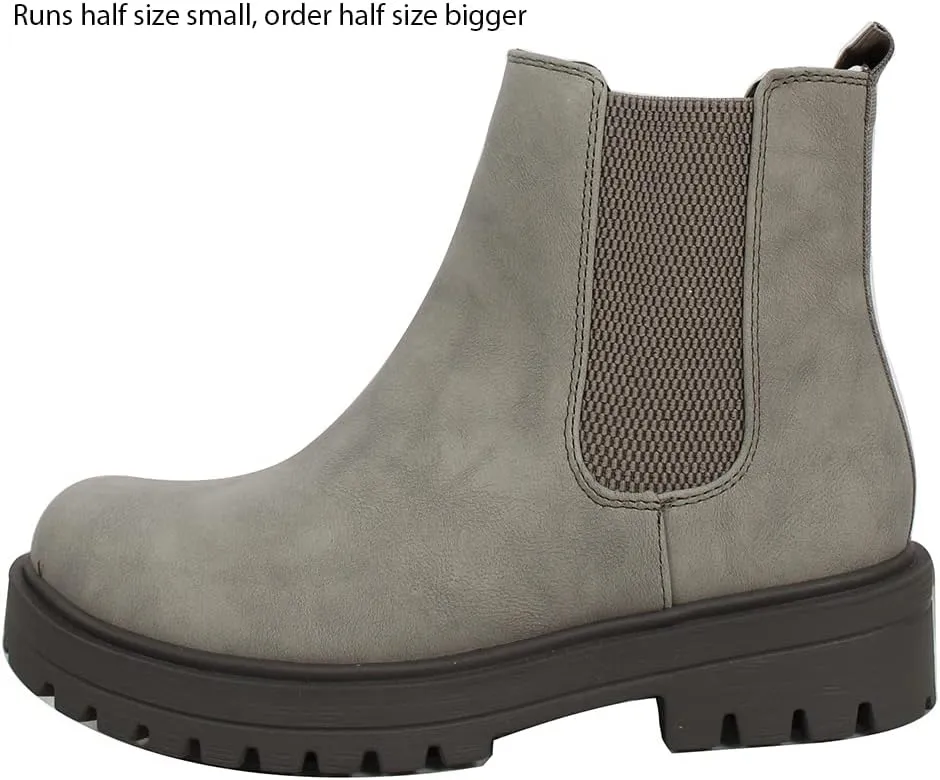 Soda Women's Faux Leather Round Toe Chelsea High Top Platform Ankle Boot