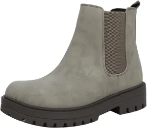 Soda Women's Faux Leather Round Toe Chelsea High Top Platform Ankle Boot