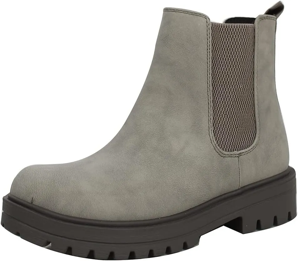 Soda Women's Faux Leather Round Toe Chelsea High Top Platform Ankle Boot