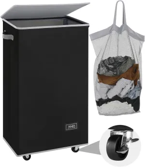 SOLEDI Laundry Basket with Wheels, Laundry Hamper with Lid 90L(23.8 gal), Clothes Hamper with Bag Removable - Rolling Laundry Basket, Move Smoothly- Suitable for Apartment, Bathroom, Bedroom, Dorm
