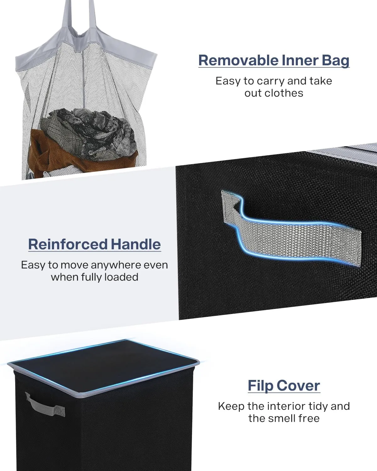 SOLEDI Laundry Basket with Wheels, Laundry Hamper with Lid 90L(23.8 gal), Clothes Hamper with Bag Removable - Rolling Laundry Basket, Move Smoothly- Suitable for Apartment, Bathroom, Bedroom, Dorm