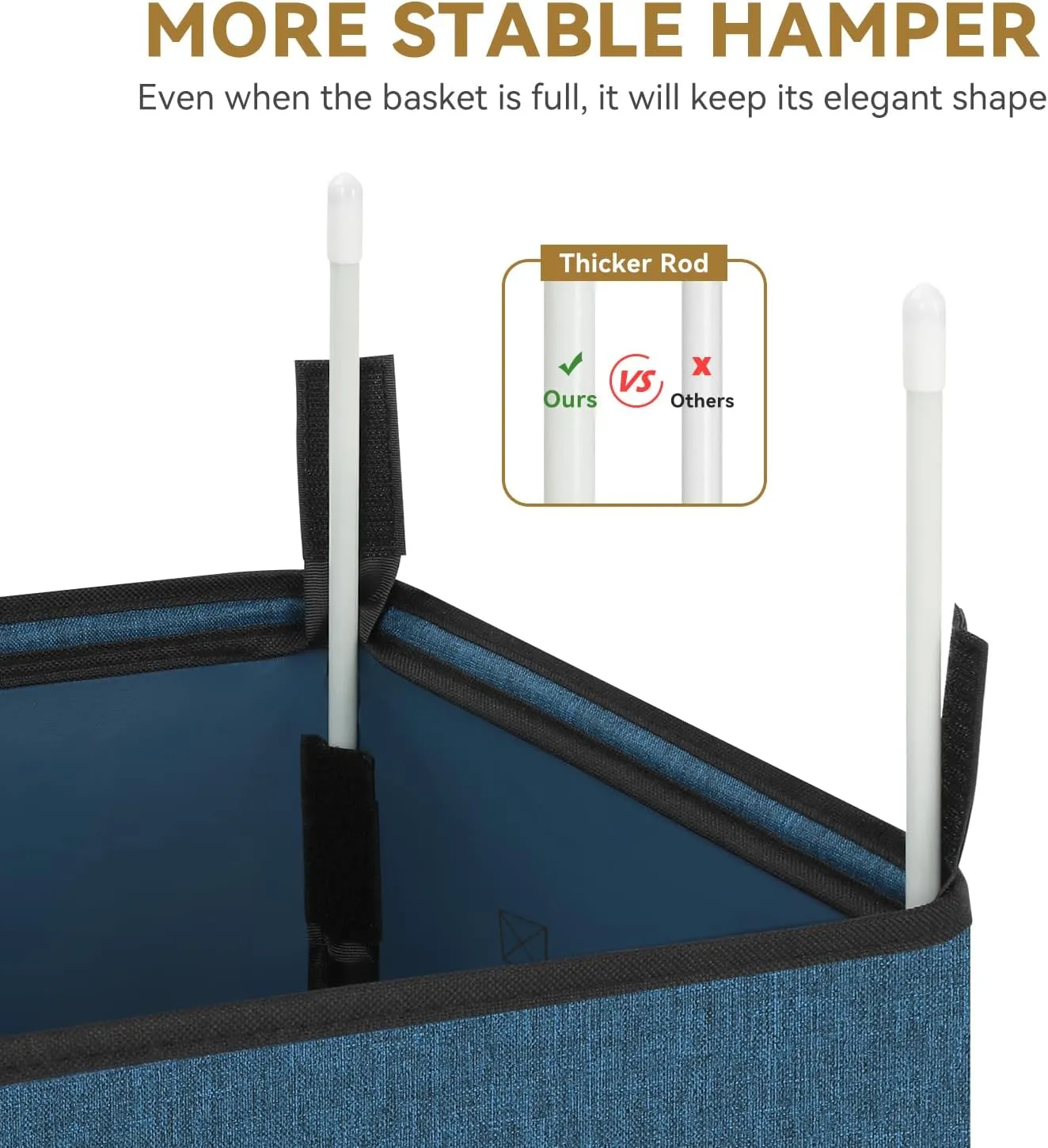 SOLEDI Laundry Hamper with Lid 100L Large & Tall Collapsible Laundry Baskets, Clothes Hamper with Bag Removable Easy to Carry, Dirty Hampers for Bedroom, Bathroom, Dorm, College, Blue