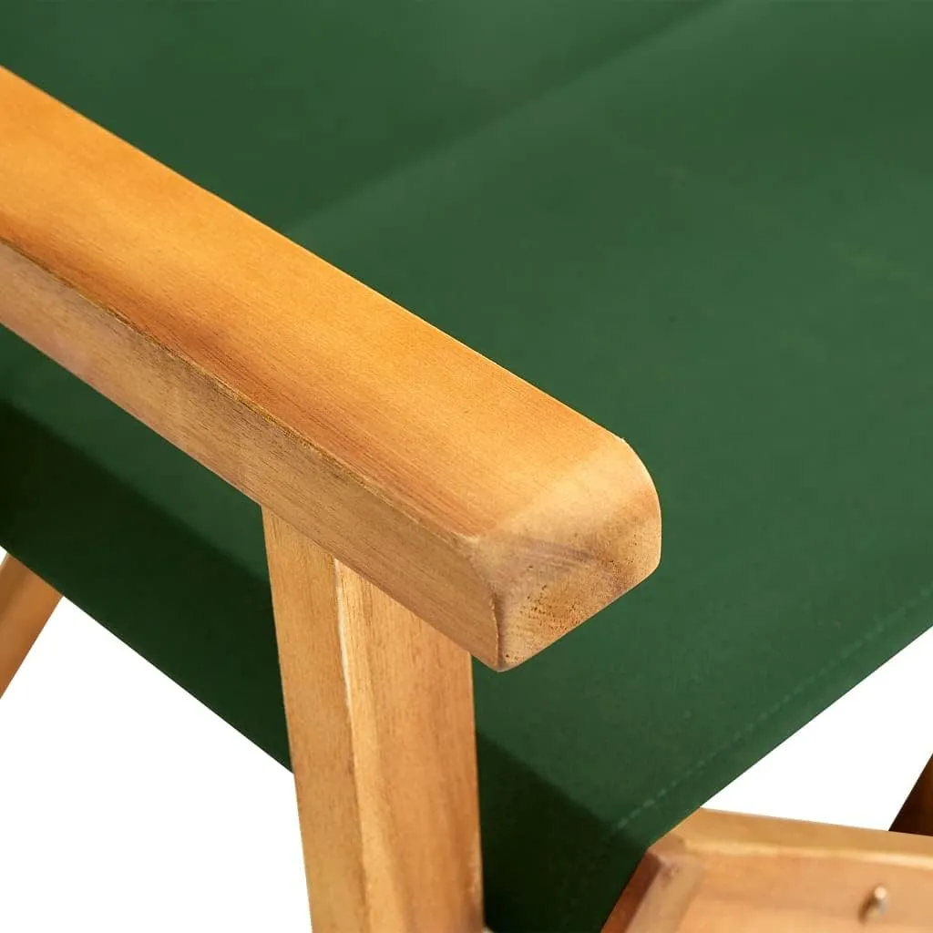 Solid Acacia Wood Folding Director's Chair Green and Natural - Camping Chairs, Outdoor Furniture with Durable Polyester Fabric for Beach, Patio, Lawn (21.7x22x34.6 Inches)
