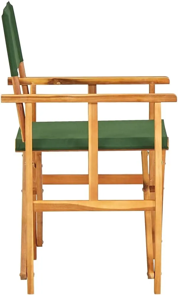 Solid Acacia Wood Folding Director's Chair Green and Natural - Camping Chairs, Outdoor Furniture with Durable Polyester Fabric for Beach, Patio, Lawn (21.7x22x34.6 Inches)