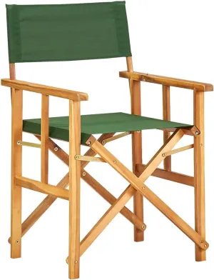 Solid Acacia Wood Folding Director's Chair Green and Natural - Camping Chairs, Outdoor Furniture with Durable Polyester Fabric for Beach, Patio, Lawn (21.7x22x34.6 Inches)