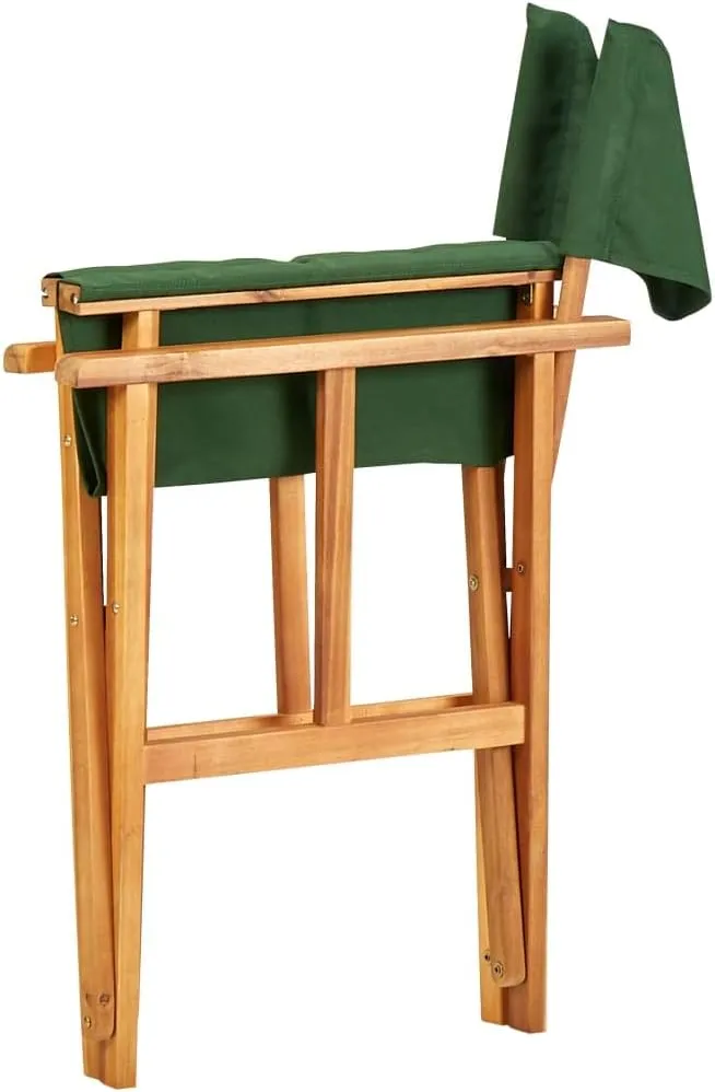 Solid Acacia Wood Folding Director's Chair Green and Natural - Camping Chairs, Outdoor Furniture with Durable Polyester Fabric for Beach, Patio, Lawn (21.7x22x34.6 Inches)
