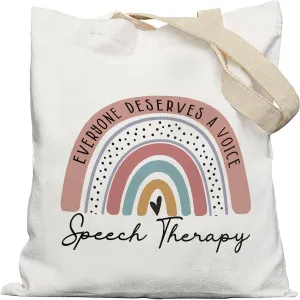 Speech Therapy Gifts Tote Bag, Speech Therapist Gifts for Women, Psychology Gifts, Mental Health Speech Therapy Canvas Tote Bags for Women, Boho Rainbow Reusable Grocery Bags Shopping Bags