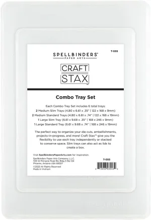 Spellbinders [ Stackable Medium & Large Set (3 Trays, 3 Lids) Craft STAX Storage, Clear