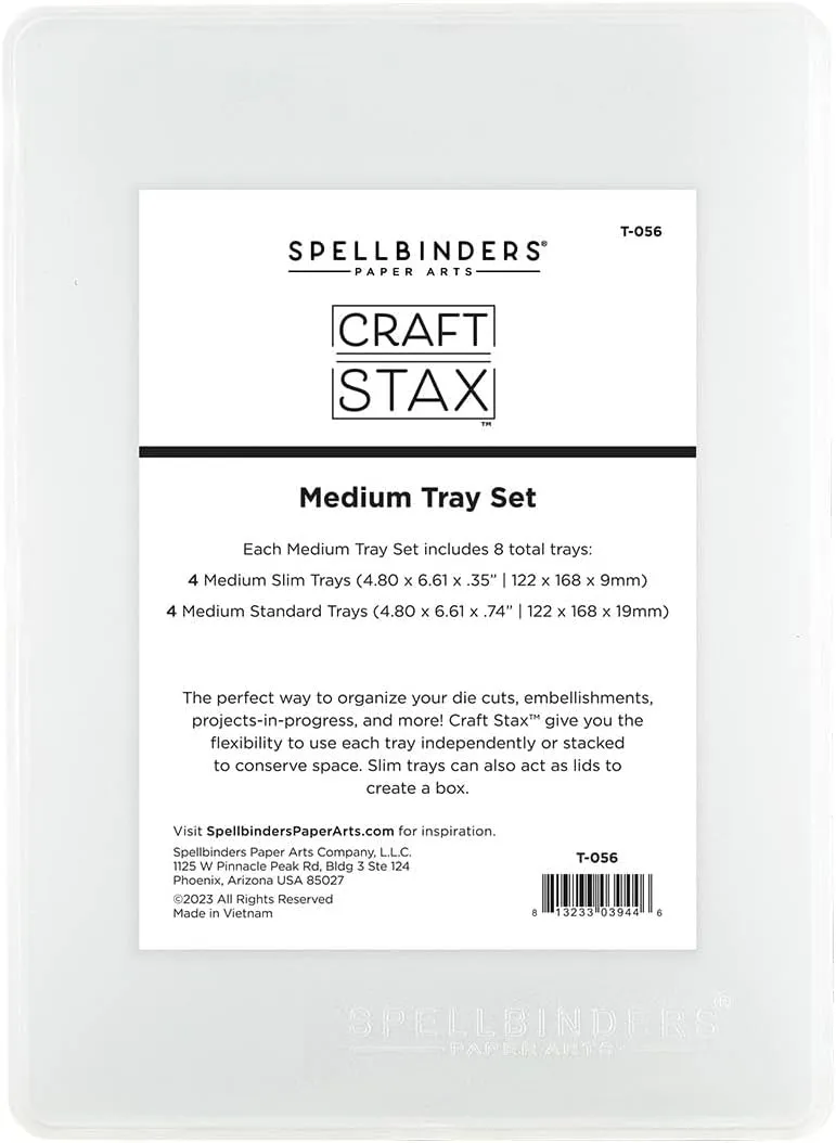 Spellbinders [ Stackable Medium Set (4 Trays, 4 Lids) Craft STAX Storage, Clear