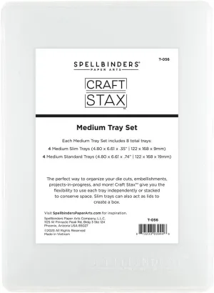 Spellbinders [ Stackable Medium Set (4 Trays, 4 Lids) Craft STAX Storage, Clear