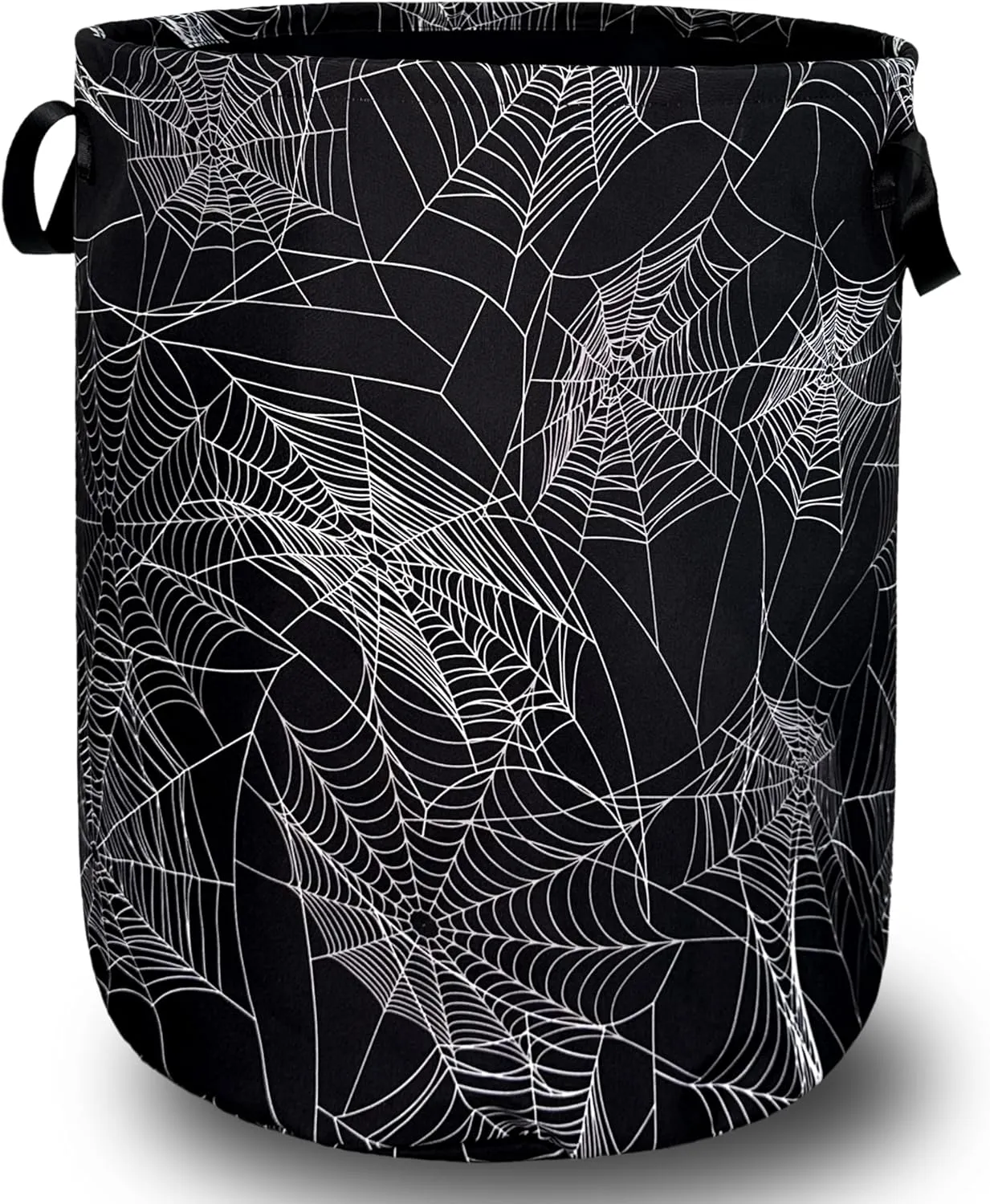 Spider Web Laundry Hamper Funny Halloween Laundry Basket With Handles Foldable Oxford Cloth Colorful Tote Bag Clothes Toy Storage Bucket 18.9" x 16.5" For Bathroom/Laundry/Bedroom