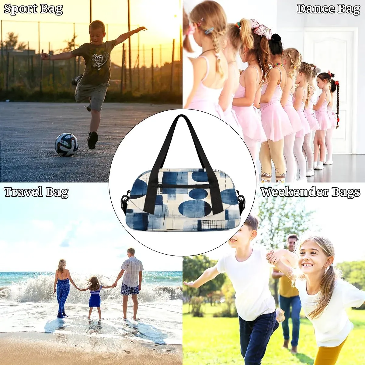 Sport Duffel Bag Abstract Circular Print Kids Gym Bag Weekender Overnight Bags for Boys Girls Teens Carry On Workout Travel Bag