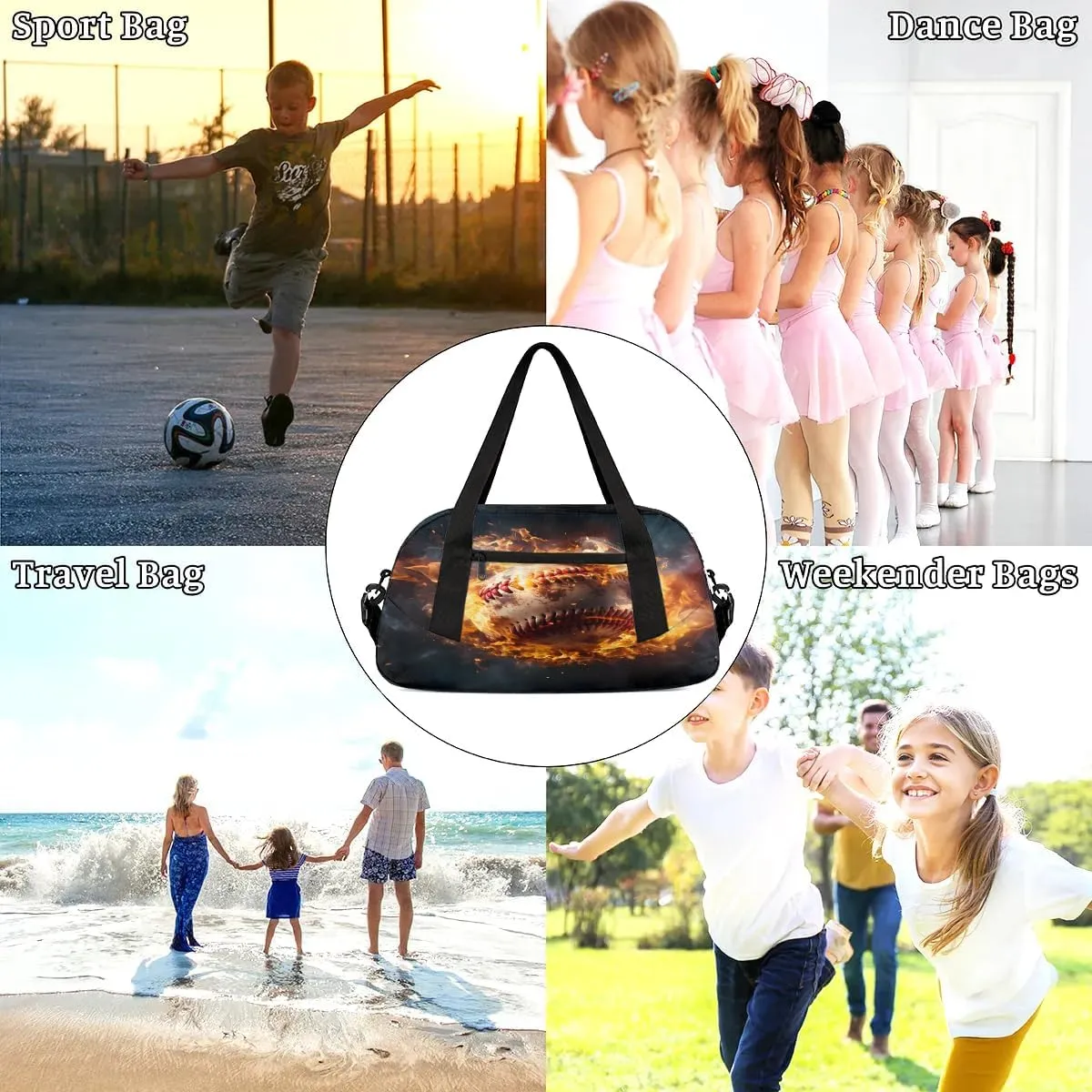 Sport Duffel Bag Baseball Sport Kids Gym Bag Weekender Overnight Bags for Boys Girls Teens Carry On Workout Travel Bag