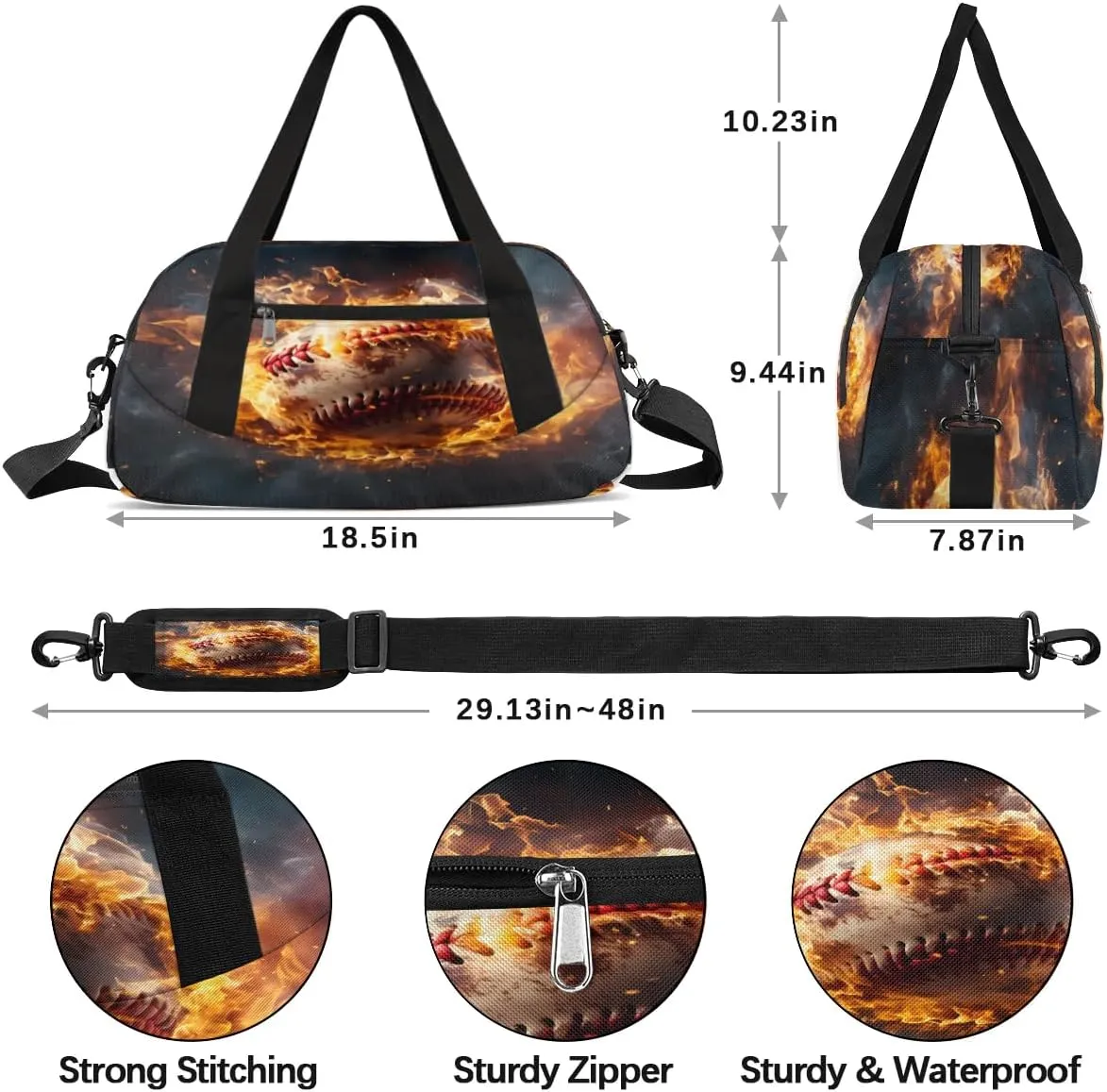 Sport Duffel Bag Baseball Sport Kids Gym Bag Weekender Overnight Bags for Boys Girls Teens Carry On Workout Travel Bag