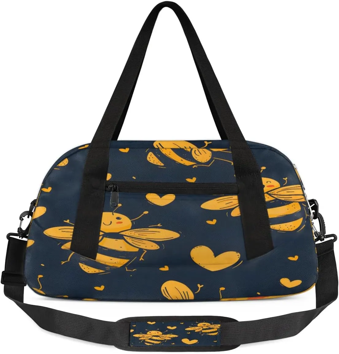 Sport Duffel Bag Bees Love Heart Kids Gym Bag Weekender Overnight Bags for Boys Girls Teens Carry On Workout Travel Bag