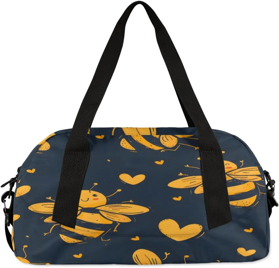 Sport Duffel Bag Bees Love Heart Kids Gym Bag Weekender Overnight Bags for Boys Girls Teens Carry On Workout Travel Bag