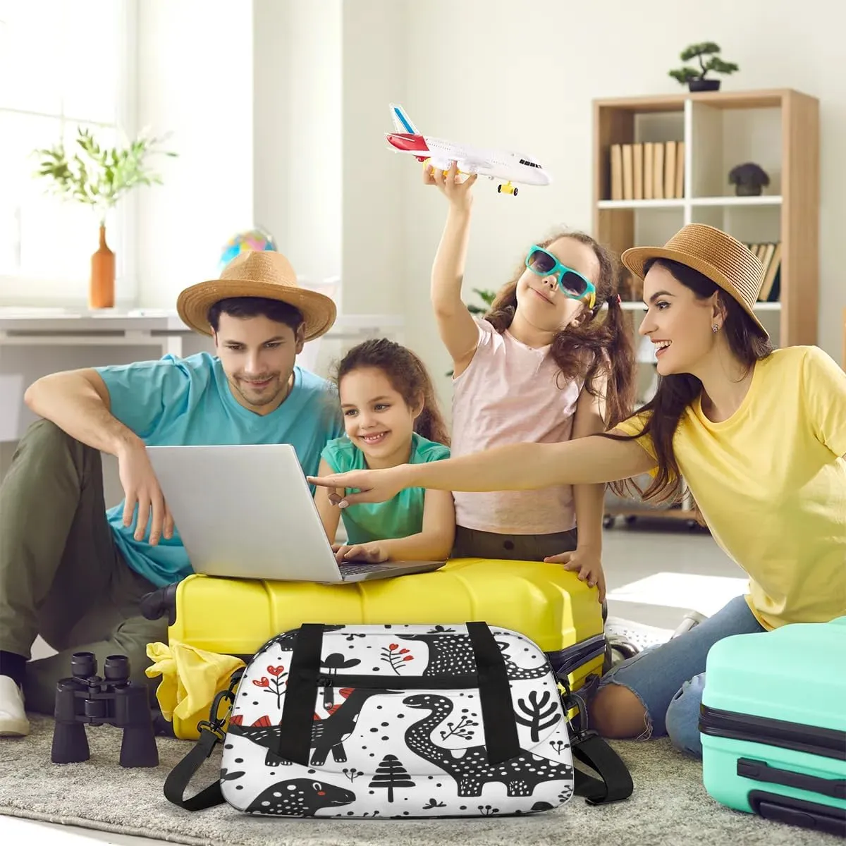 Sport Duffel Bag Black Dinosaurs Kids Gym Bag Weekender Overnight Bags for Boys Girls Teens Carry On Workout Travel Bag