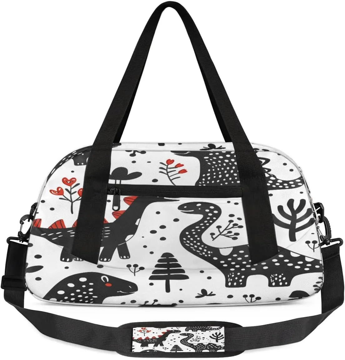 Sport Duffel Bag Black Dinosaurs Kids Gym Bag Weekender Overnight Bags for Boys Girls Teens Carry On Workout Travel Bag