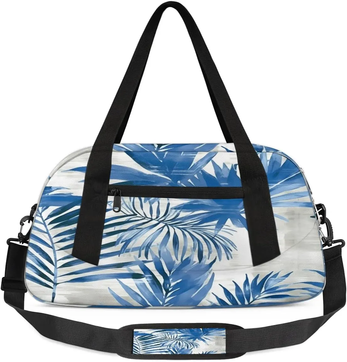 Sport Duffel Bag Blue Palm Leaves Kids Gym Bag Weekender Overnight Bags for Boys Girls Teens Carry On Workout Travel Bag