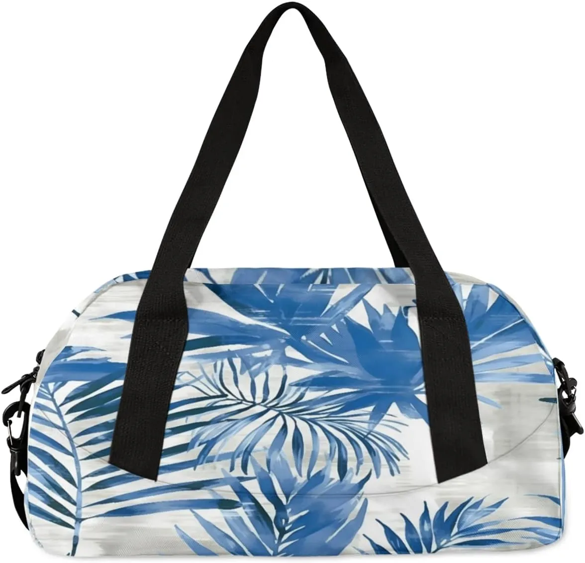 Sport Duffel Bag Blue Palm Leaves Kids Gym Bag Weekender Overnight Bags for Boys Girls Teens Carry On Workout Travel Bag